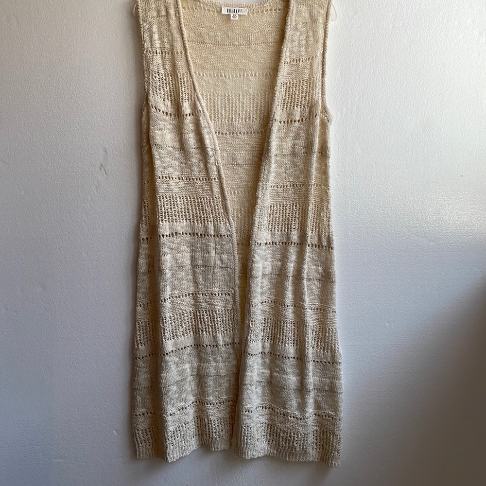 One Heart open front crochet look boho lightweight sweater vest size XS